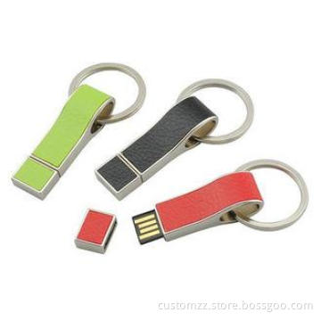 White Leather USB Flash Drive Whistle Style UDP Chip With B